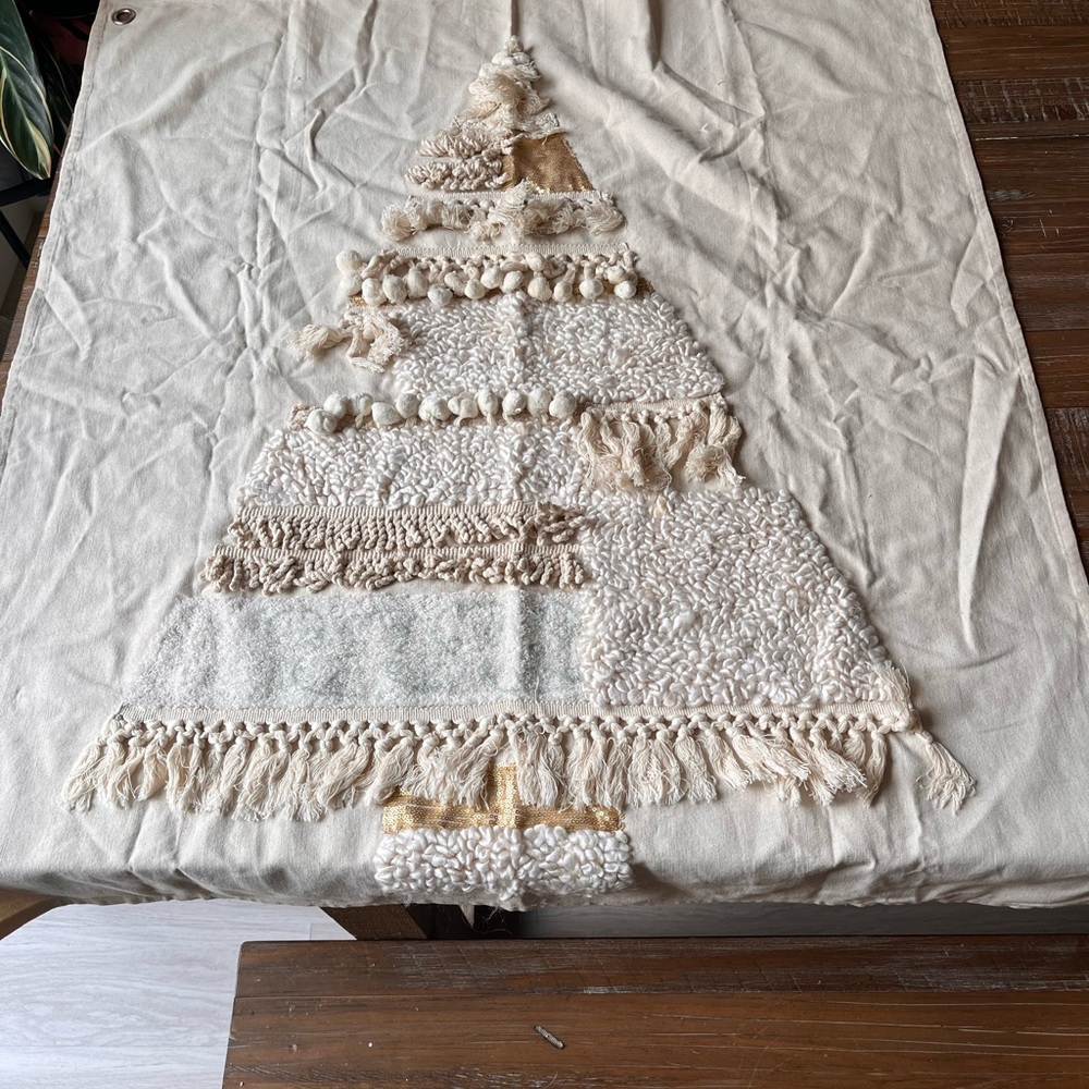 Holiday Beige Christmas Tree Tapestry